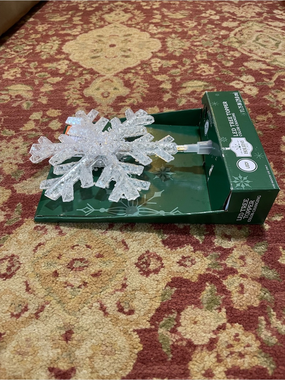 Holiday Time Clear LED Color-Changing Snowflake Tree Topper - Picture 4 of 17
